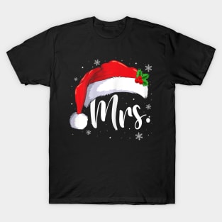 Mr Mrs Claus Christmas Couples Matching His And Her Pajamas T-Shirt